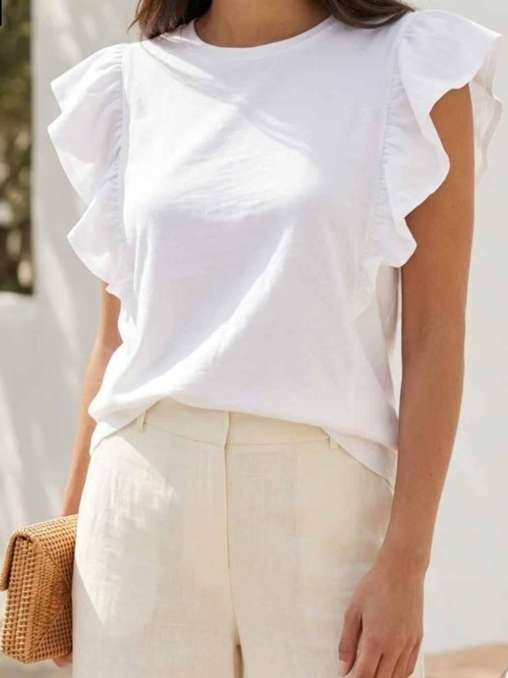 a new day White Ruffle Sleeve Tank Top